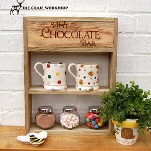 Reclaimed Wood Hot Chocolate Bar Station: Autumn Christmas Decor, Includes Jars image 4