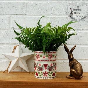 Emma Bridgewater Love Birds Hares Rabbits Pink and Red Hearts Decoupage Small Recycled Tins - Make Great Plant Pots!