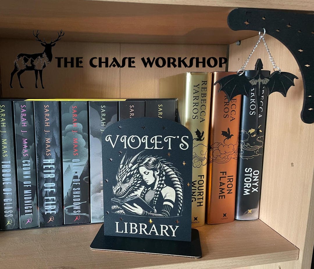 Personalised Fantasy Book Shelf Library Decoration Dragon Rider Stars ...