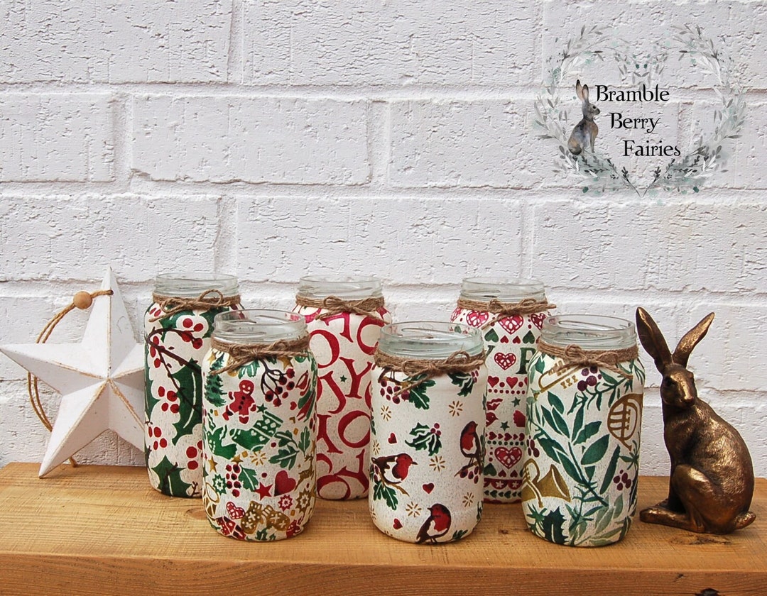 Christmas Emma Bridgewater Recycled Jam Jars Make Great Vases Lots of