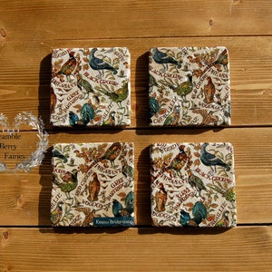Emma Bridgewater Game Birds Pheasants Coasters Set Of 4 Handmade Decoupage Heavy Natural Stone