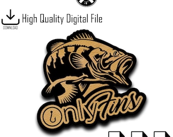 Only Fins SVG, Fishing Funny, Fishing svg, OnlyFins Bass svg, Cricut Clipart Silhouette, Cameo, Cut File, Bass svg, Fishing Decal, Gift Dad