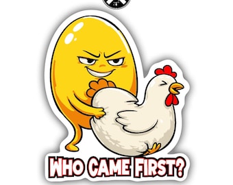 Chicken Or The Egg sticker, Who Came First Decal, Hardhat funny decal, Adult Humor Sticker, Blue Collar Toolbox logo