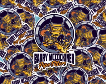 Funny Sticker, Barry McCockiner Blue Collar Hard Hat Sticker, Water Bottle Decal, Laptop Slap, Dark Humor Vinyl Decal, Workplace Funny