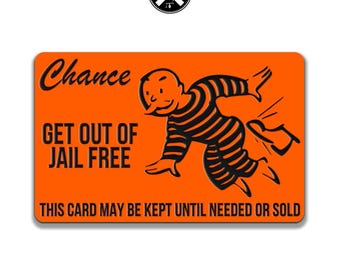 Get Out Of Jail Free Funny Card Skin Adult Humor, Monopoly Man sticker, Adult Humor Sticker, Hilarious Get Out Of Jail Free Debit Card Skin