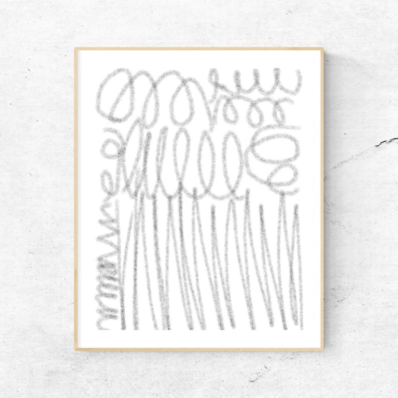 Printable Wall Art Black and White Minimalist Scribble Etsy