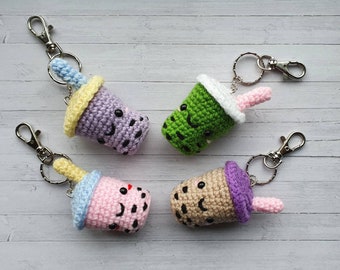 Crochet Bubble tea keyring variations | Boba tea | Milk tea/Matcha/Taro/Strawberry milk tea | Gifts | Kawaii Bag accessories [MADE TO ORDER]