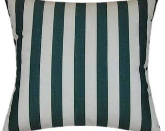 Sunbrella® Mason Forest Green Indoor/Outdoor Striped Pillow, Decorative Pillows, Sunbrella Outdoor Pillows