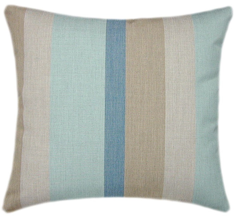 Sunbrella Gateway Mist Indoor/outdoor Striped Pillow Etsy