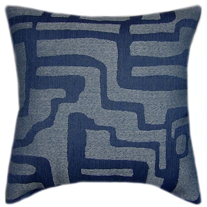 Sunbrella Escher Indigo Pillow: Indoor Outdoor Decor, USA Made