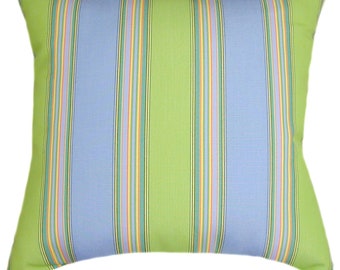 Sunbrella® Bravada Limelite Indoor/Outdoor Striped Pillow, Decorative Pillows, Sunbrella Outdoor Pillows