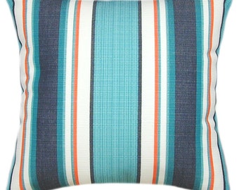 Sunbrella Token Surfside Indoor/Outdoor Striped Pillow, Decorative Pillows, Sunbrella Outdoor Pillows