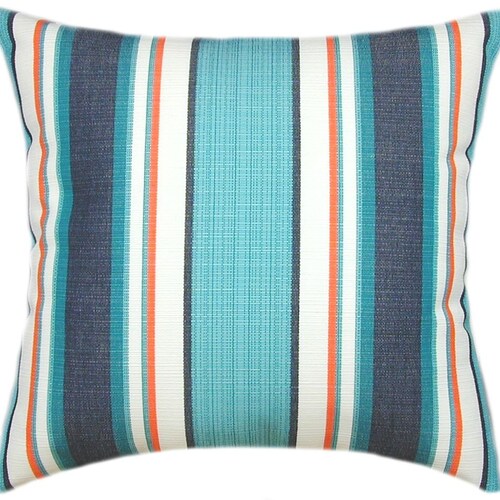 Sunbrella Stanton Lagoon Indoor/outdoor Striped Pillow Etsy
