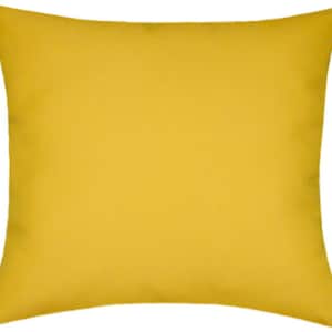 May include: A solid yellow throw pillow with a square shape.