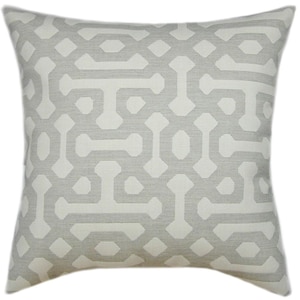 Sunbrella Fretwork Pewter Pillow, Indoor Outdoor Decorative Pillow