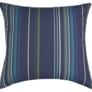 Sunbrella® Stanton Lagoon Indoor/Outdoor Striped Pillow, Decorative Pillows, Sunbrella Outdoor Pillows