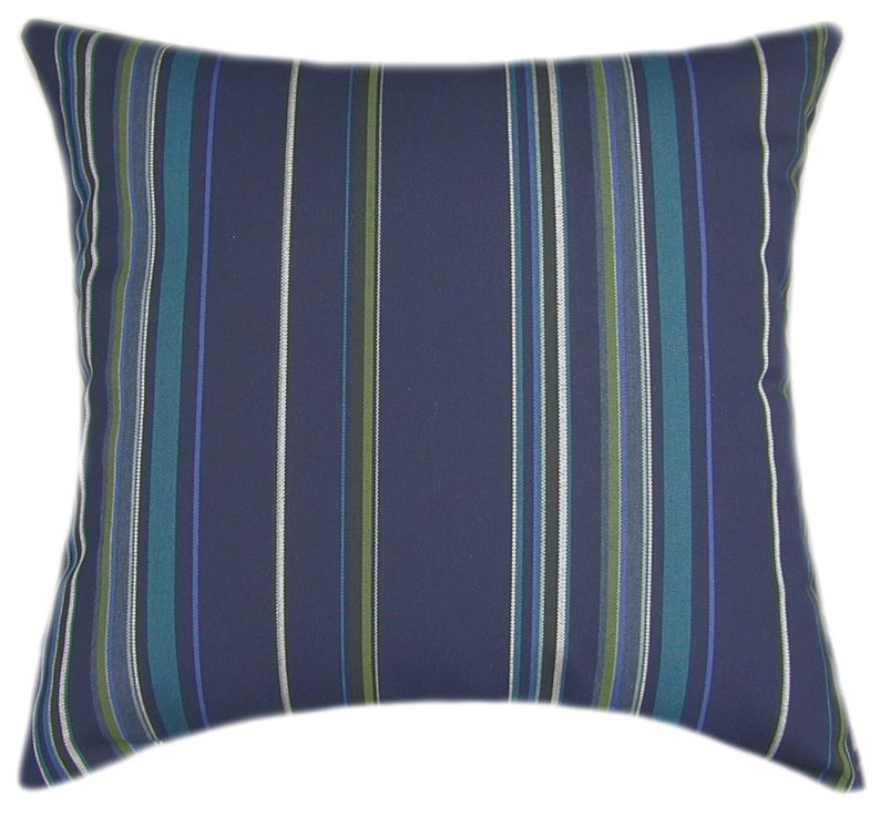 Sunbrella® Stanton Lagoon Indoor/outdoor Striped Pillow Etsy