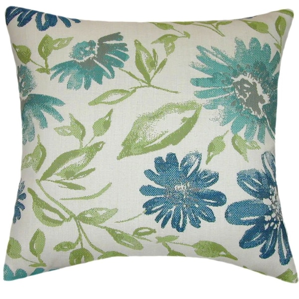 Sunbrella® Violetta Baltic Indoor/Outdoor Floral Pillow, Decorative Pillows, Sunbrella Outdoor Pillows