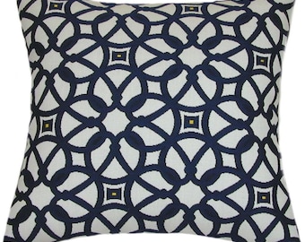 Cojín decorativo geométrico Sunbrella Luxe Indigo, para interiores y exteriores