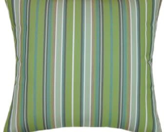 Sunbrella® Foster Surfside Indoor/Outdoor Striped Pillow (Discontinued) 14x14, Decorative Pillows, Sunbrella Outdoor Pillows