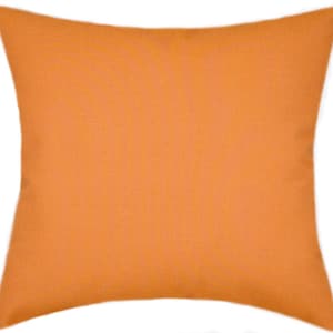 Sunbrella Tangerine Orange Pillow, Canvas Indoor Outdoor Throw Pillow