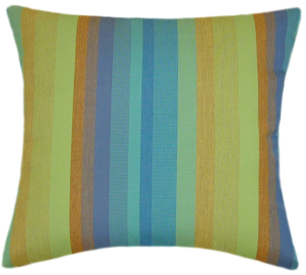 Sunbrella® Astoria Lagoon Indoor/Outdoor Striped Pillow, Decorative Pillows, Sunbrella Outdoor Pillows