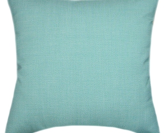 Sunbrella® Bliss Breeze Pillow: 14x14 Discontinued Aqua Blue Indoor/Outdoor Throw Pillow