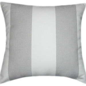 May include: A white and gray striped throw pillow with a subtle textured pattern. The pillow is rectangular and has a soft, plush feel.