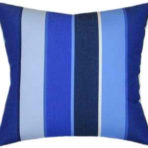 Sunbrella® Milano Cobalt Indoor/Outdoor Striped Pillow, Decorative Pillows, Sunbrella Outdoor Pillows