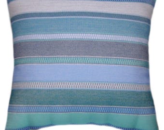 Sunbrella Ascend Oasis Striped Indoor/Outdoor Pillow, USA Made