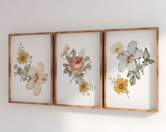 DIGITAL Boho Vintage Floral Nursery Wall Art. Girl Nursery Prints. Surf Nursery Girl. Mod Floral Nursery Prints. Girl Nursery Decor Art
