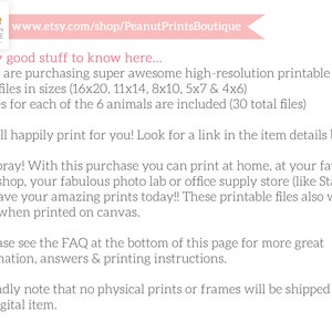 May include: A pink and white text graphic with the text "Really good stuff to know here..." followed by a list of five numbered points. The text includes the website address "www.etsy.com/shop/PeanutPrintsBoutique".