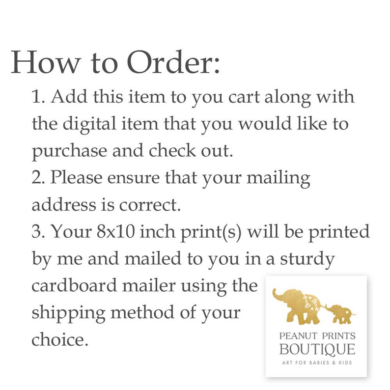 SIX PRINTS mailed to you // Add a PRINTED copy to your digital Etsy