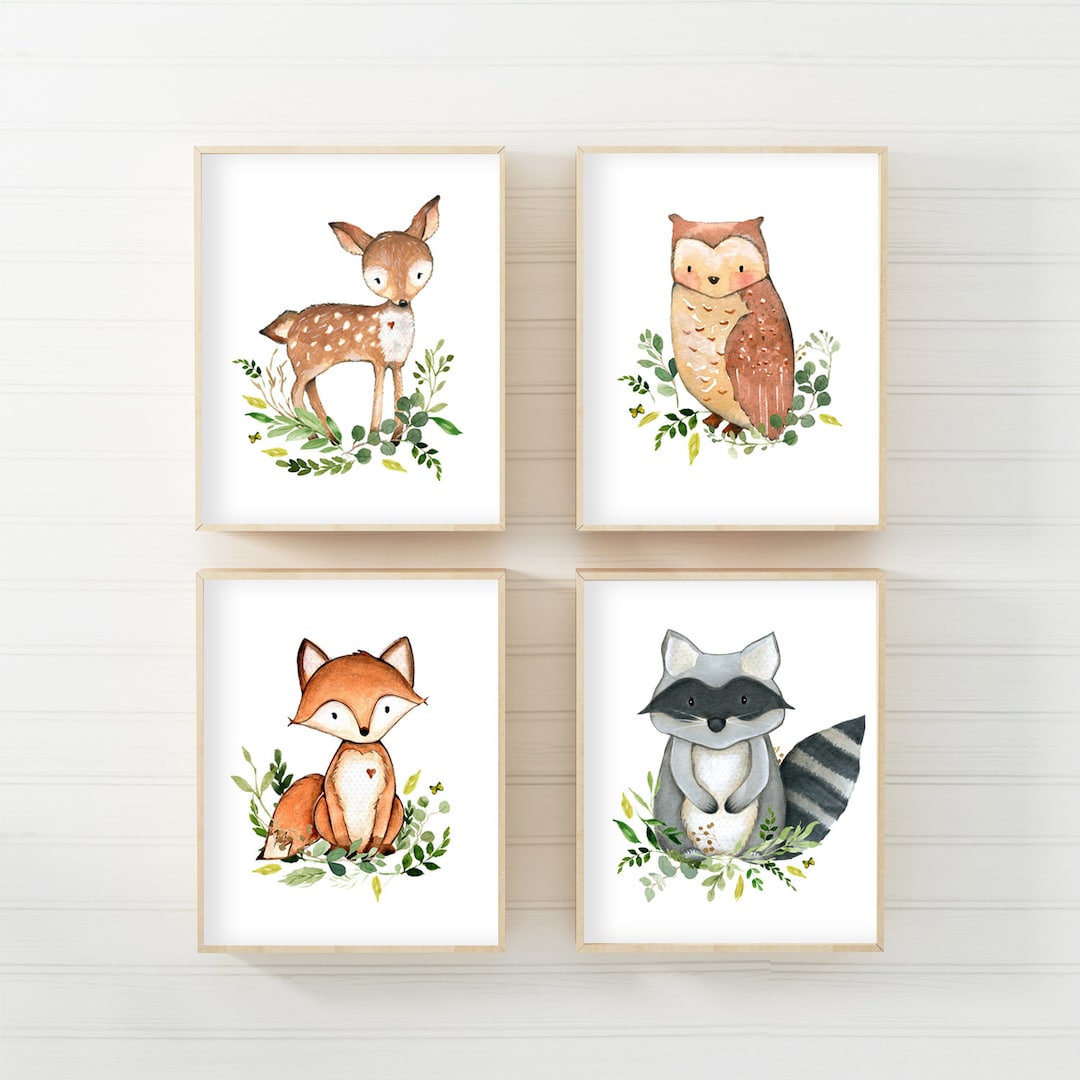 Nursery Prints. Woodland Nursery Wall Art. Nursery Wall Art Set. Forest ...