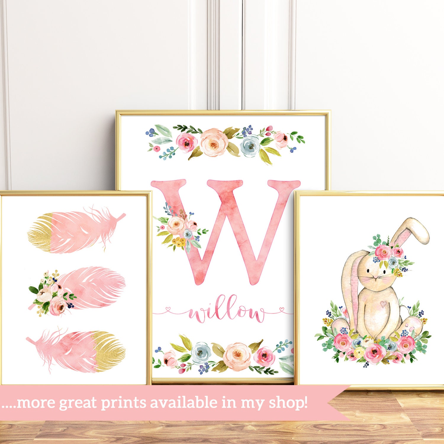 Printable Floral Nursery Art Set. Watercolor Woodland Animal - Etsy