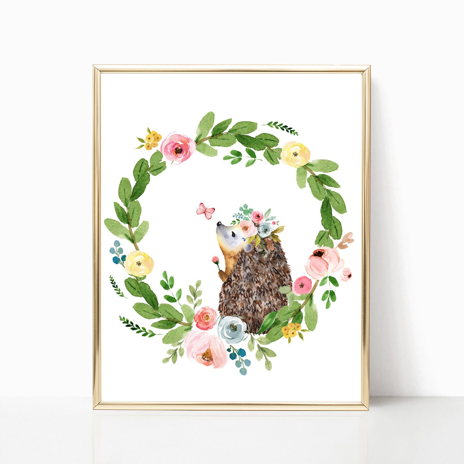Printable Floral Nursery Art Set. Watercolor Woodland Animal - Etsy