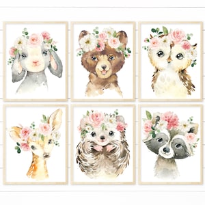 Woodland Nursery Decor Girl - Printables. Girl Nursery Wall Art. Girl Nursery Decor. Nursery Prints Girl. Woodland Nursery Art. Animal Art image 1