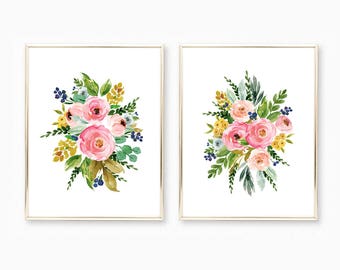 watercolor flower prints watercolor floral nursery wall