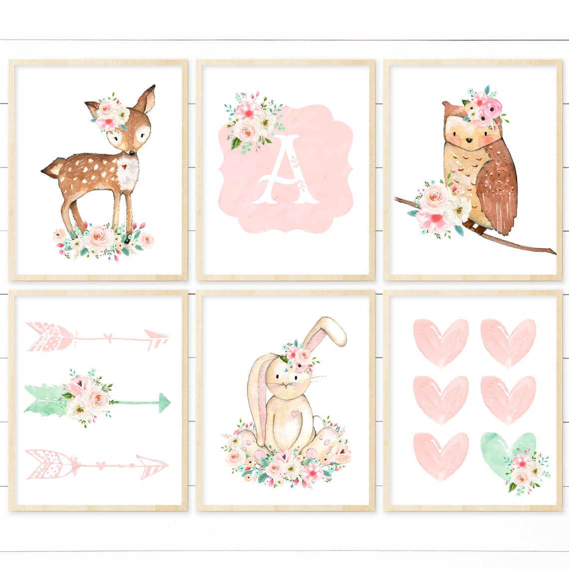 Printable Nursery Art Pink and Mint Nursery Decor. Woodland - Etsy