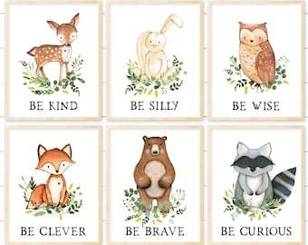 Boy Woodland Nursery Print, Woodland Nursery Decor, Boy Wall Art, Boy Nursery Print, Woodland Animal Print, Watercolor Art INSTANT DOWNLOAD