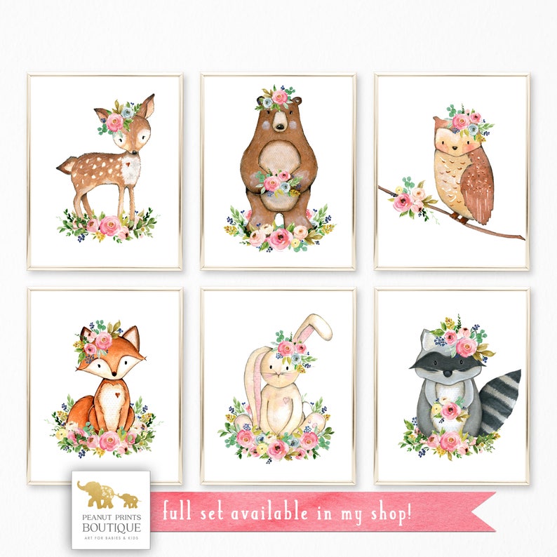 Girl Woodland Nursery Printables. Woodland Nursery Decor. - Etsy