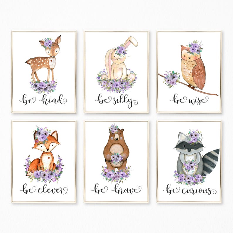 Printable Purple Nursery Art Purple Nursery Decor Purple Etsy