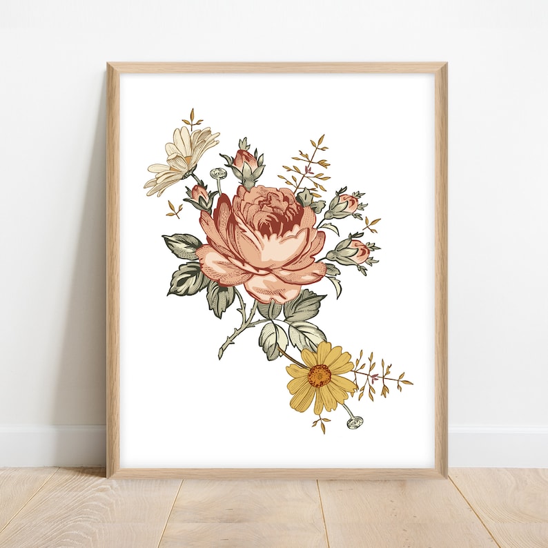 DIGITAL Boho Vintage Floral Nursery Wall Art. Girl Nursery Etsy