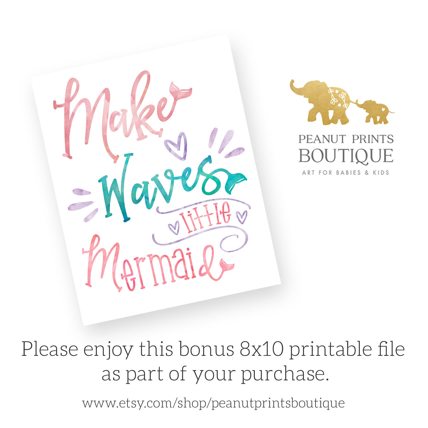 Printable Watercolor Mermaid Prints Set of 6. Mermaid | Etsy