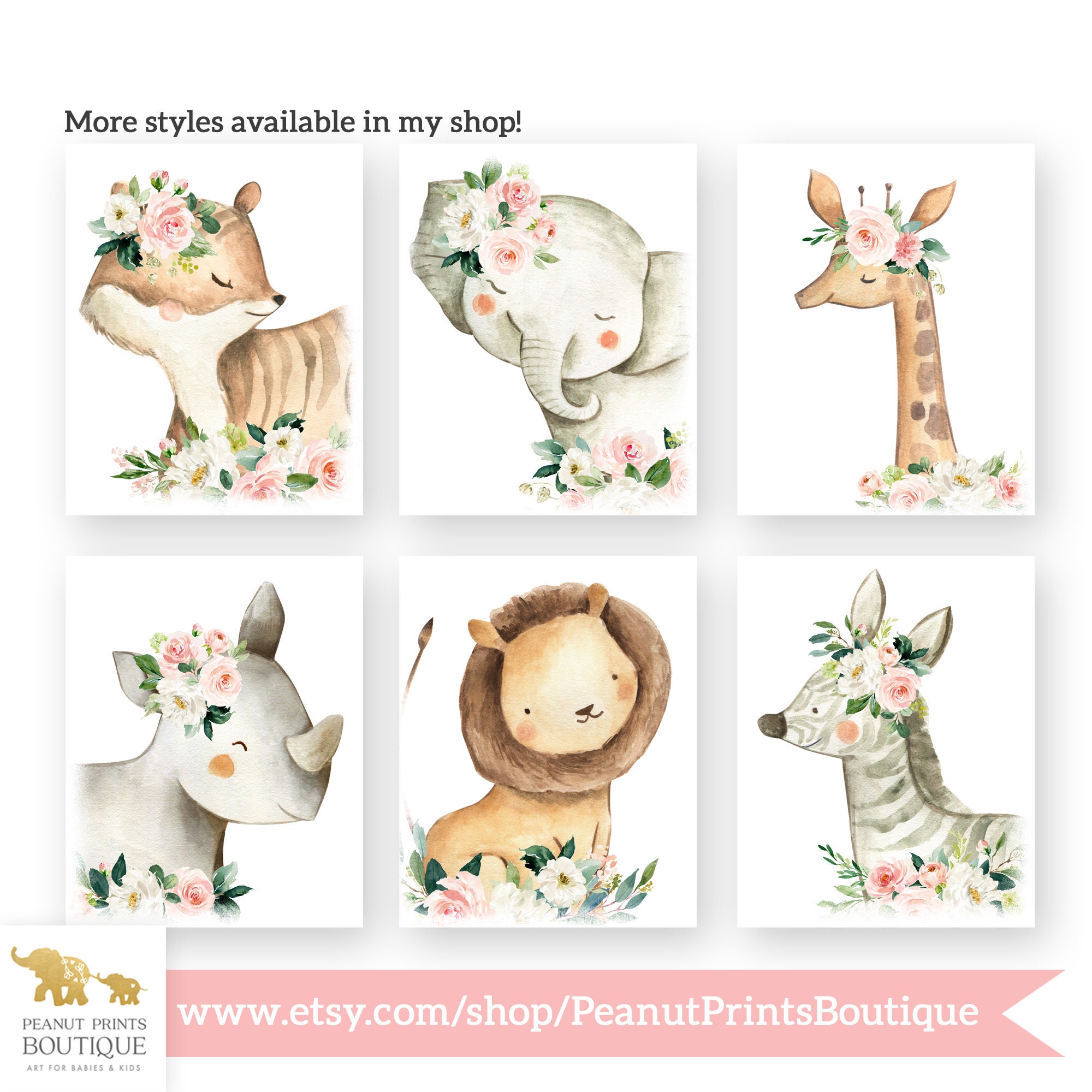 Safari Nursery Printable Art Set of 6. Safari Nursery Decor. Etsy