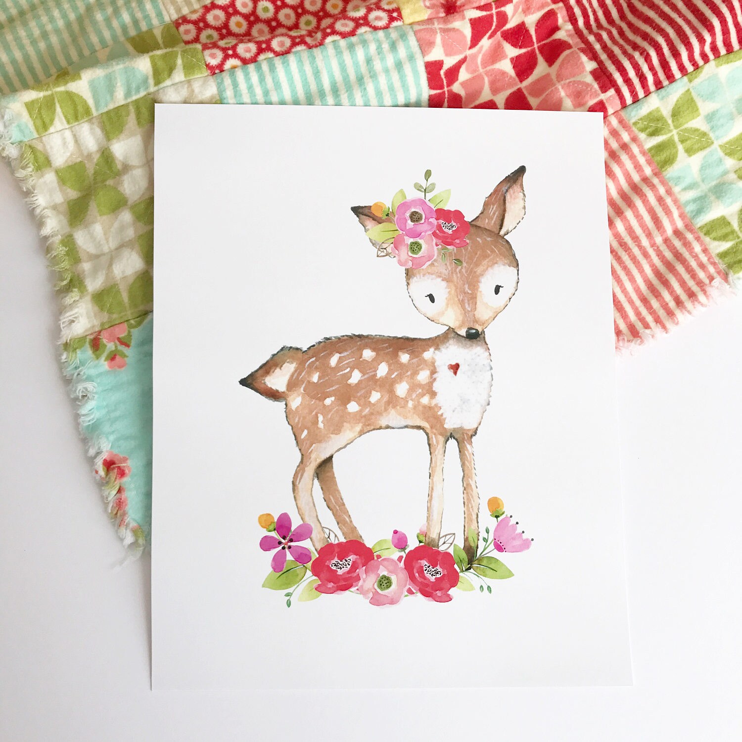 Girl Woodland Nursery Print Set. Floral Woodland Nursery Etsy