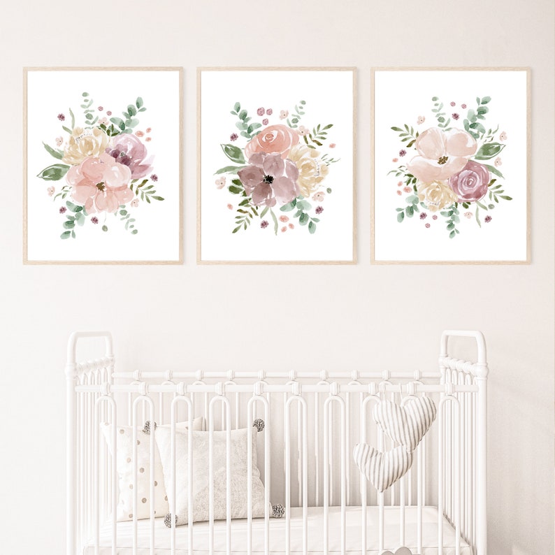 Dusty Pink Floral Nursery Print Digital Files. PRINTABLE Dusty Etsy