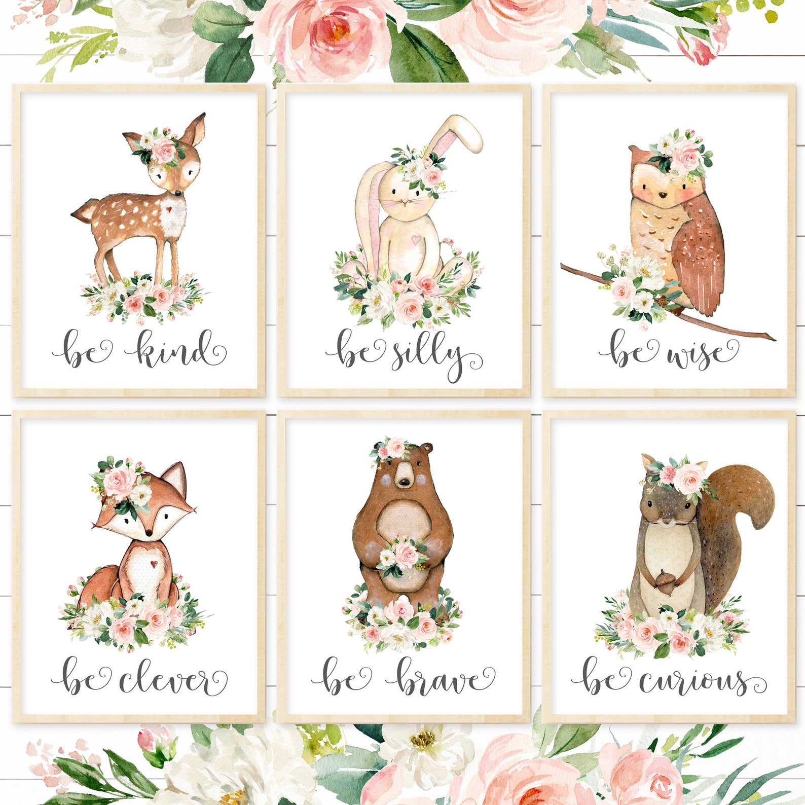 Woodland Nursery Decor Girl Printable Girl Nursery Wall Art Etsy