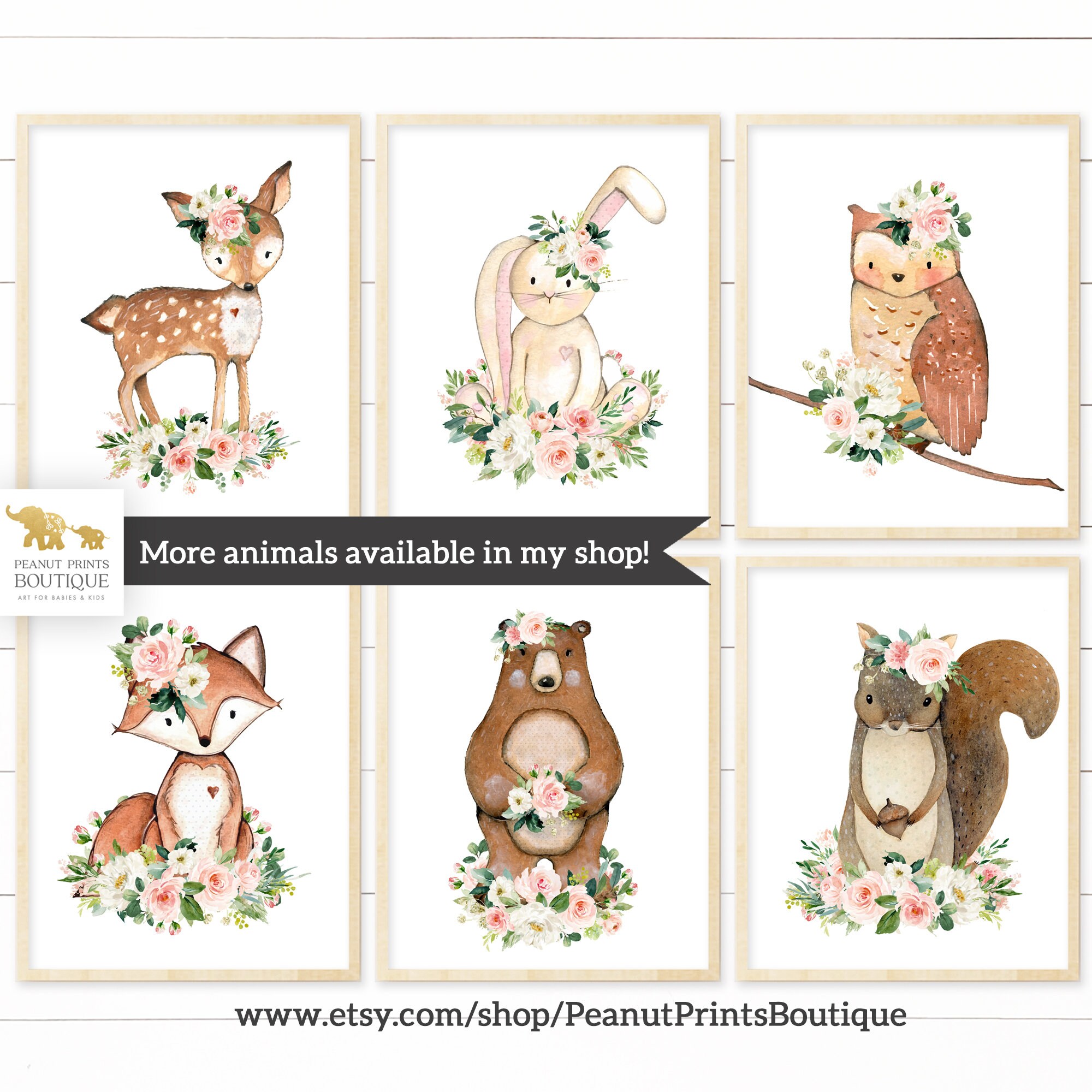 Printable Floral Deer Nursery Art. Girl Deer Nursery Decor. Etsy