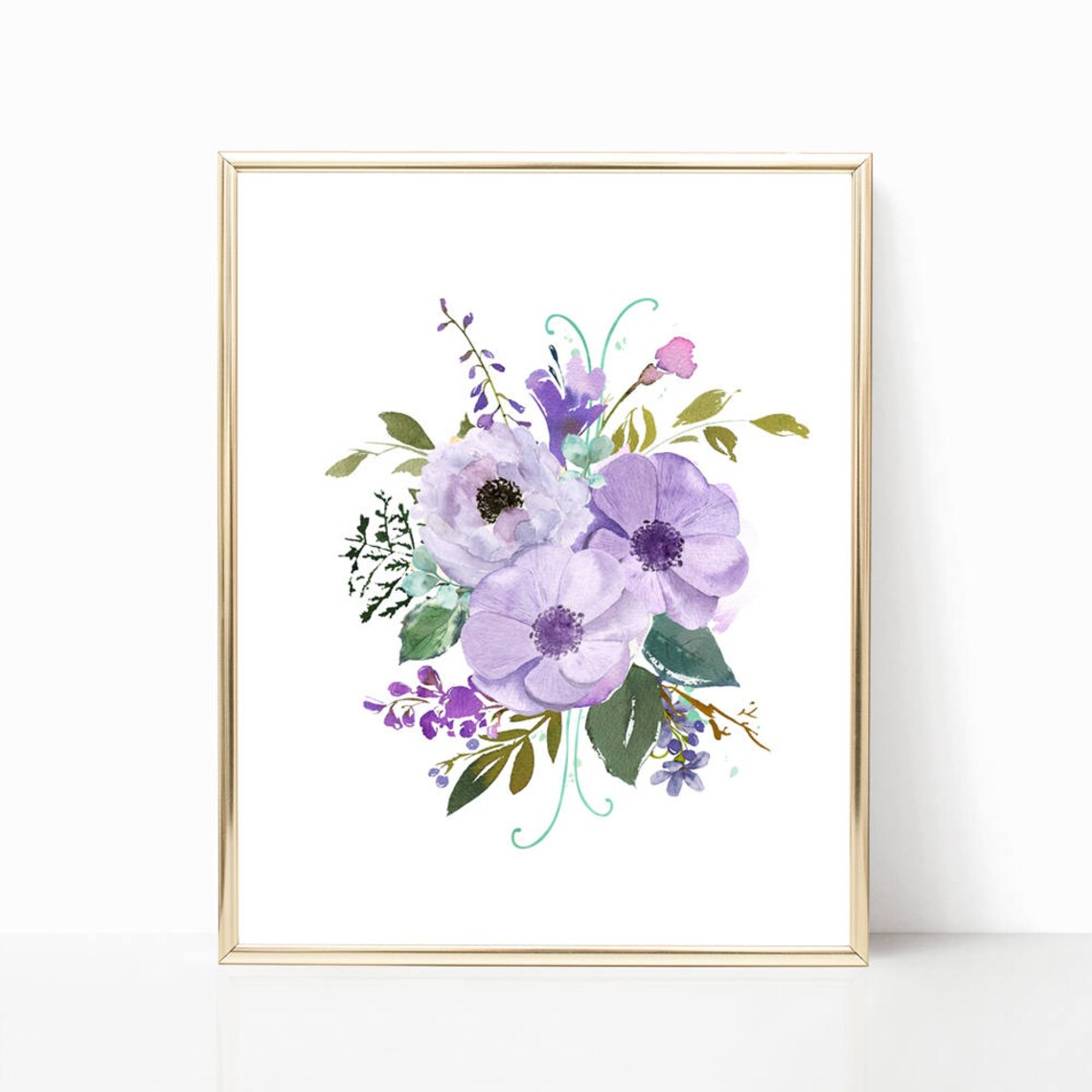 Printable. Digital Purple Floral Watercolor Nursery Art. Purple Nursery ...